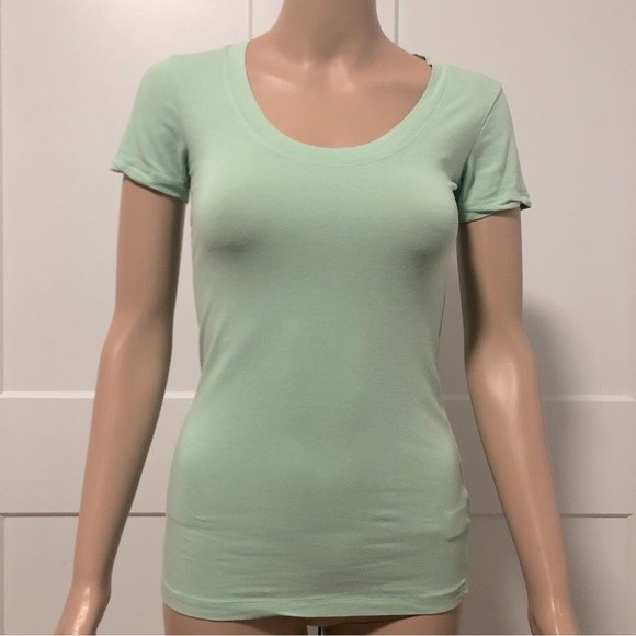 Forever 21 F21 Mint Light Green Essentials Stretch Cotton Tee T-Shirt Small XS - Picture 1 of 2